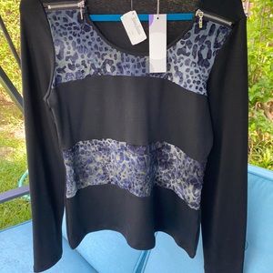 Top light black and animal print neiman Marcus